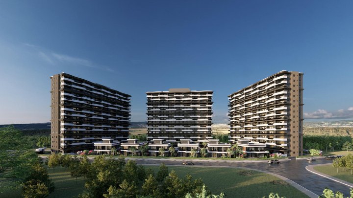 Moderne 1+1 en 2+1 appartementen te koop met zwembad en fitness in Mersin
