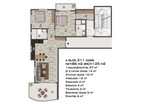 Modern 1+1 and 2+1 Apartments for Sale with Pool and Fitness in Mersin
