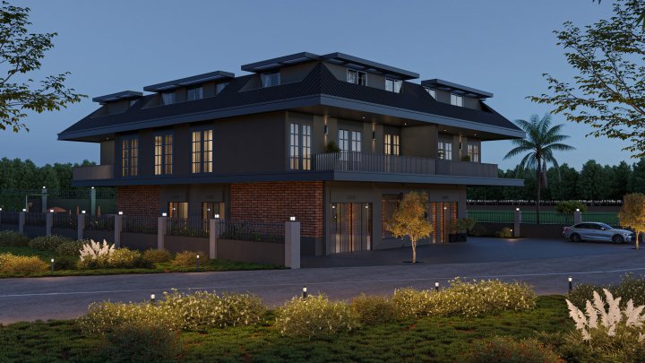 Современные готовые к въезду апартаменты в Аланье с бассейном и садом