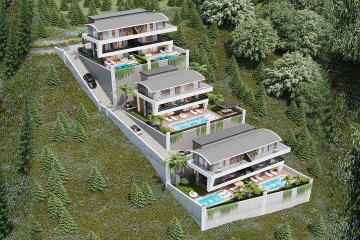 3-Bedroom Villa for Sale with Sea View in Tepe, Alanya, Citizenship Eligible