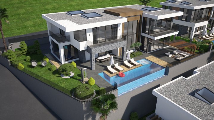 Villa For Sale in Alanya Kargicak with Pool and Sea View