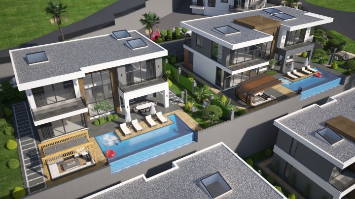 Villa For Sale in Alanya Kargicak with Pool and Sea View