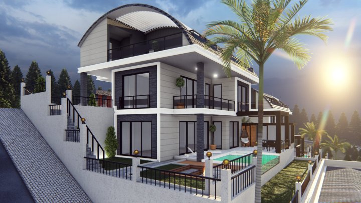 Sea View Villa in Bektas, Alanya with 2-3 Bedrooms For Sale