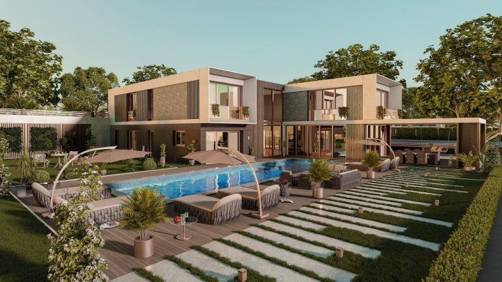 Smart Home Villa Til Salg med By- og Naturudsigt i Buyukcekmece, 7 eller 6 Soveværelser