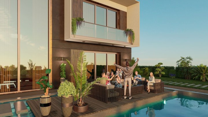 Smart Home Villa Til Salg med By- og Naturudsigt i Buyukcekmece, 7 eller 6 Soveværelser