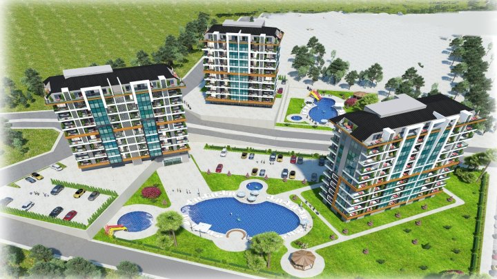 Apartamenty z widokiem na miasto i morze w Kestel w Alanyi - opcje z 1 do 5 sypialniami
