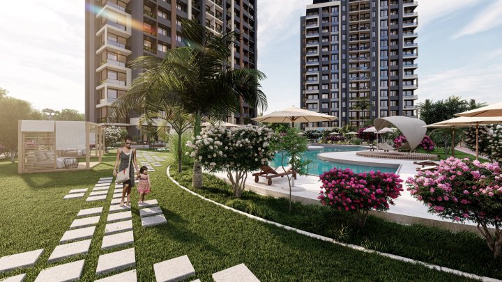 Mezitli, Mersin'de Havuz ve Deniz Manzaralı Şehir Merkezi Daireler