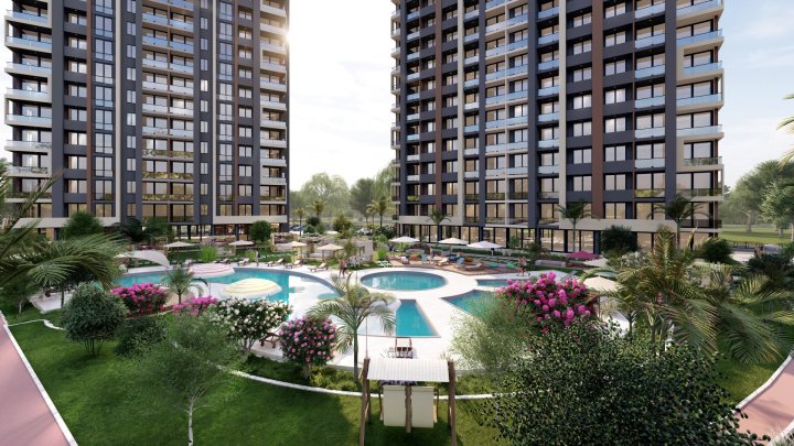 Mezitli, Mersin'de Havuz ve Deniz Manzaralı Şehir Merkezi Daireler