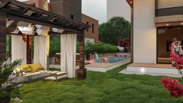 Charmerende 4-værelses villa med pool, 150 m fra stranden i Mersins Erdemli-distrikt