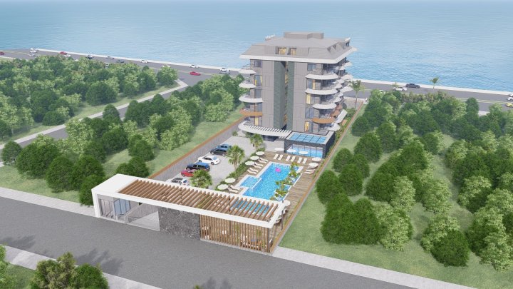 Apartamenty z widokiem na morze na sprzedaż w Kestel Alanya, od 1 do 3 sypialni, z dostępem do basenu