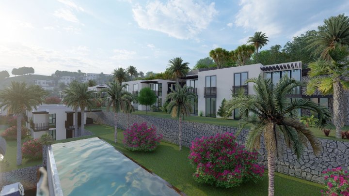 Maison de ville 1 chambre à vendre avec vue sur la mer à Bodrum