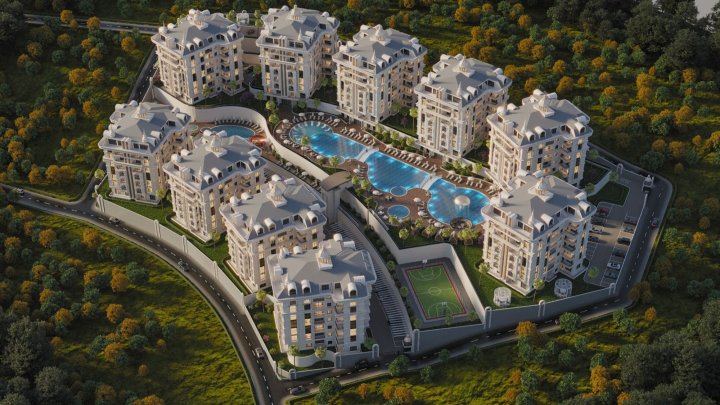 Apartamenty z 1-5 sypialniami na sprzedaż w Cikcilli, Alanya z możliwością uzyskania obywatelstwa