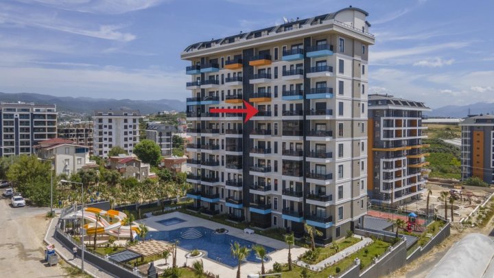 برای فروش آپارتمان یک خوابه با چشم انداز دریا و استخر در آوسالر، آلانیا برای سرمایه گذاری