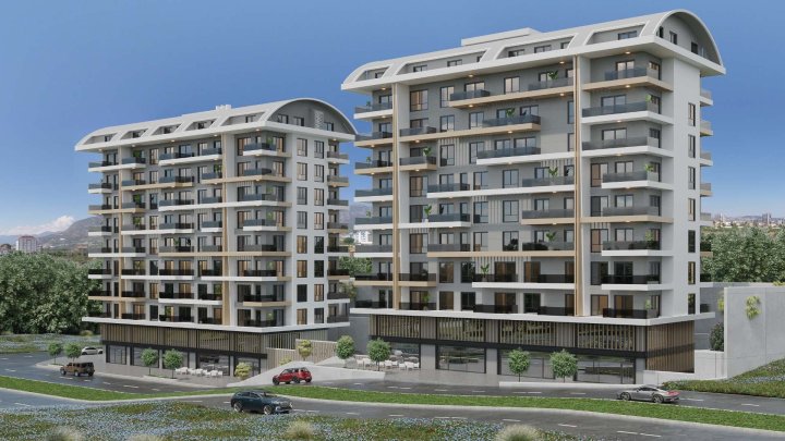 Алания Махмутларда Төлем Жоспарымен Сатылатын Пәтерлер, 1-3 Ұйық бөлмелері Заманауи Ыңғайлылармен