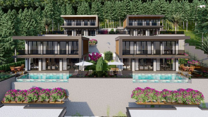 Satılık Özel Havuzlu, Muhteşem Deniz Manzaralı Lüks 4+1 Villa Alanya Tepe'de
