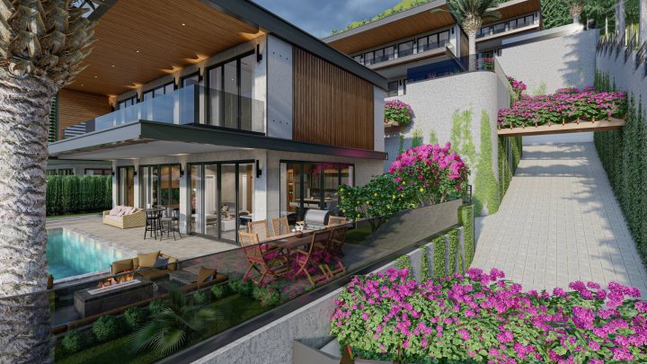 Satılık Özel Havuzlu, Muhteşem Deniz Manzaralı Lüks 4+1 Villa Alanya Tepe'de