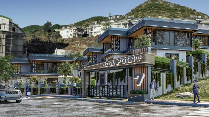 Alanya Tepe'de, Deniz ve Şehir Manzaralı 3+1 ve 4+1 Satılık Villalar