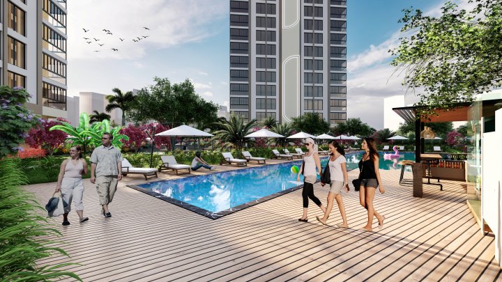 Buy a 5-Bedroom Apartment with Pool and City View in Mezitli, Mersin