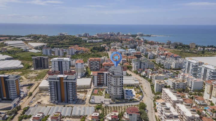 برای فروش: آپارتمان یک خوابه آلانیا با نمای شهر و دریا