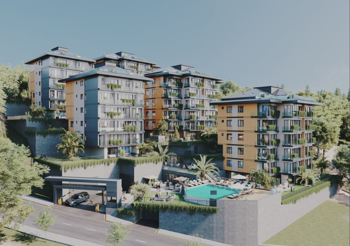 Istanbul Uskudar lejligheder til salg: statsborgerskab, swimmingpool og moderne faciliteter