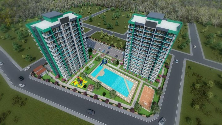 1-Bedroom Apartment with Pool and City View in Mersin Mezitli for Sale