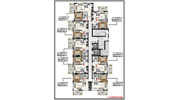 Mahmutlar, Alanya'da 1+1,2+1 ve 4+1 Havuzlu Satılık Daireler